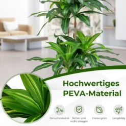140 cm Künstliche Pflanze Dracena mit Topf & 92 Blättern Kunstpflanze Kunstbaum Palme Grün