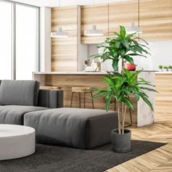 140 cm Künstliche Pflanze Dracena mit Topf & 92 Blättern Kunstpflanze Kunstbaum Palme Grün