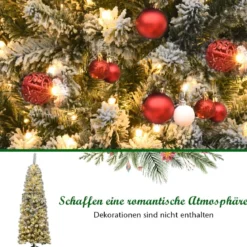 180cm künstlicher Bleistift-Weihnachtsbaum Beleuchteter faltbarer Kiefernbaum Tannenbaum