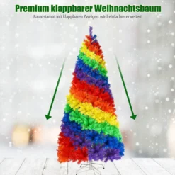 210cm Künstlicher bunter Weihnachtsbaum mit Metallständer PVC Baum mit 1213 Tannen Weihnachtsbaum faltbar