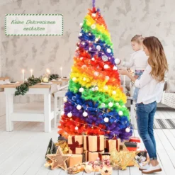 210cm Künstlicher bunter Weihnachtsbaum mit Metallständer PVC Baum mit 1213 Tannen Weihnachtsbaum faltbar