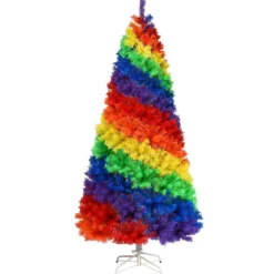 210cm Künstlicher bunter Weihnachtsbaum mit Metallständer PVC Baum mit 1213 Tannen Weihnachtsbaum faltbar