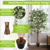 160 cm Künstlicher Ficus-Baum mit 1008 Blättern & Natürlichem Holzstamm & Stabiler Blumentopf