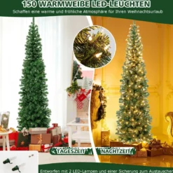 210 cm Künstlicher Halber Weihnachtsbaum Festtagsbaum mit 150 LED-Leuchten