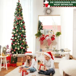 210 cm Künstlicher Halber Weihnachtsbaum Festtagsbaum mit 150 LED-Leuchten