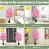 120 cm Künstlicher Kirschblütenbaum Faux blühender Blumenbaum mit Rosa Blüten mehrzweig PE-Stamm
