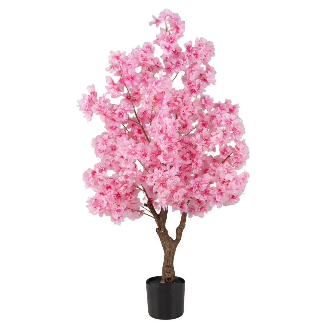 120 cm Künstlicher Kirschblütenbaum Faux blühender Blumenbaum mit Rosa Blüten mehrzweig PE-Stamm