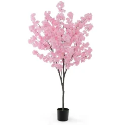 190 cm Künstlicher Kirschblütenbaum Kunstpflanze mit Blüten in Rosa Kunstbaum im Topf
