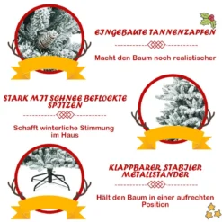 210 cm Künstlicher Schneebedeckter Bleistift Weihnachtsbaum mit Kiefernzapfen Grün + Weiß