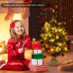 60 cm Künstlicher Tisch Weihnachtsbaum mit LED-Leuchten und Timer-Funktion Grün