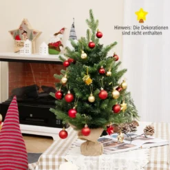 60 cm Künstlicher Tisch Weihnachtsbaum mit LED-Leuchten und Timer-Funktion Grün