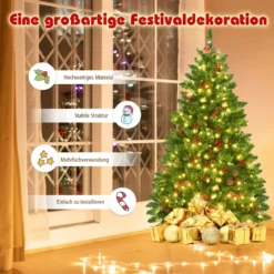 135cm Künstlicher Weihnachtsbaum mit 5 Farbwechseln Christbaum mit Metallständer grün