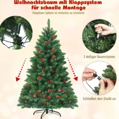 135cm Künstlicher Weihnachtsbaum mit 5 Farbwechseln Christbaum mit Metallständer grün