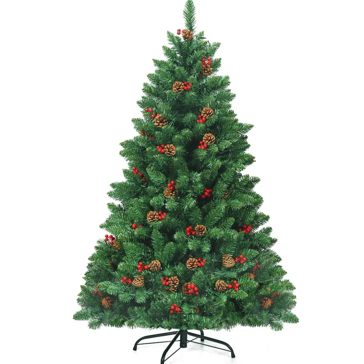 135cm Künstlicher Weihnachtsbaum mit 5 Farbwechseln Christbaum mit Metallständer grün