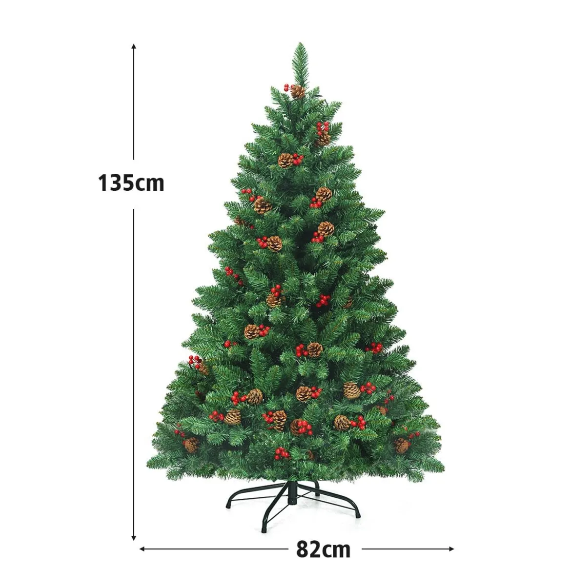 135cm Künstlicher Weihnachtsbaum mit 5 Farbwechseln Christbaum mit Metallständer grün