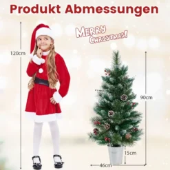 90 cm Künstlicher Weihnachtsbaum im Topf mit Beleuchtung & Beeren Kleiner Tannenbaum