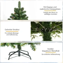 180 cm Künstlicher Weihnachtsbaum Klappbarer Tannenbaum Grün