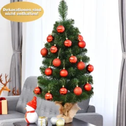 60/90cm Künstlicher Weihnachtsbaum Tannenbaum mit Zementbasis Christbaum Grün