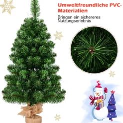 60/90cm Künstlicher Weihnachtsbaum Tannenbaum mit Zementbasis Christbaum Grün