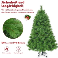 180 cm Künstlicher Weihnachtsbaum Christbaum PVC Nadeln Kunstbaum mit Metallständer Grün