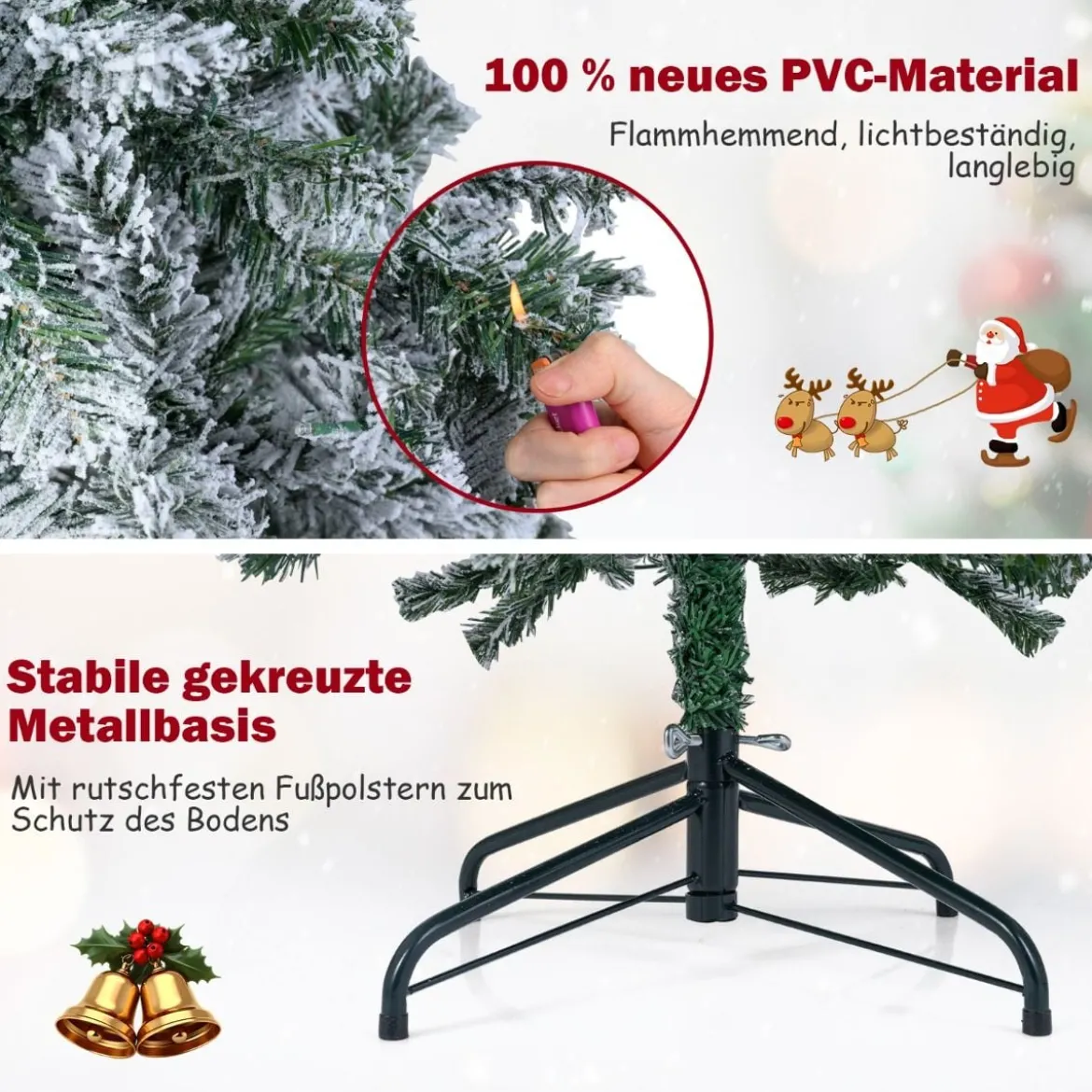 150 cm Künstlicher Weihnachtsbaum mit 180 Warmweißen LED-Lichtern & Schnee Bleistift Tannenbaum