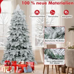 180 cm Künstlicher Weihnachtsbaum schneebedeckter Weihnachtsbaum vormontierter klappbarer Tannenbaum Grün