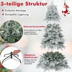 180 cm Künstlicher Weihnachtsbaum schneebedeckter Weihnachtsbaum vormontierter klappbarer Tannenbaum Grün