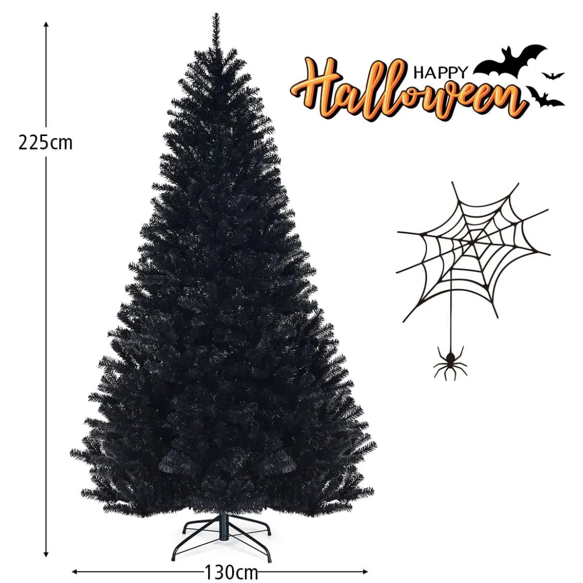 225 cm künstlicher Weihnachtsbaum Christbaum Kunstbaum weinachten Dekobaum Schwarz