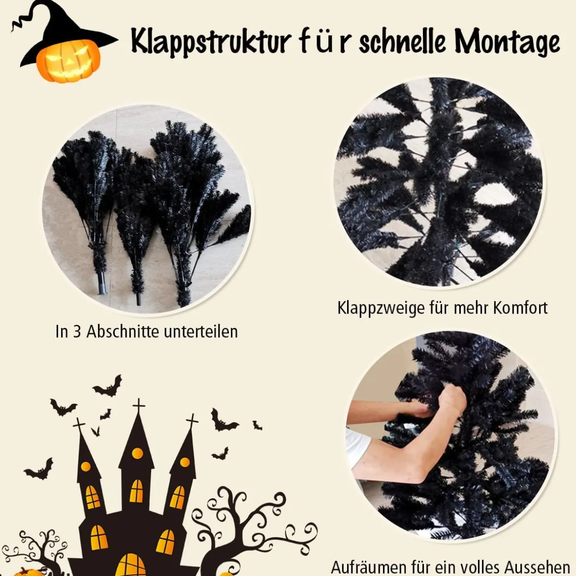 225 cm künstlicher Weihnachtsbaum Christbaum Kunstbaum weinachten Dekobaum Schwarz