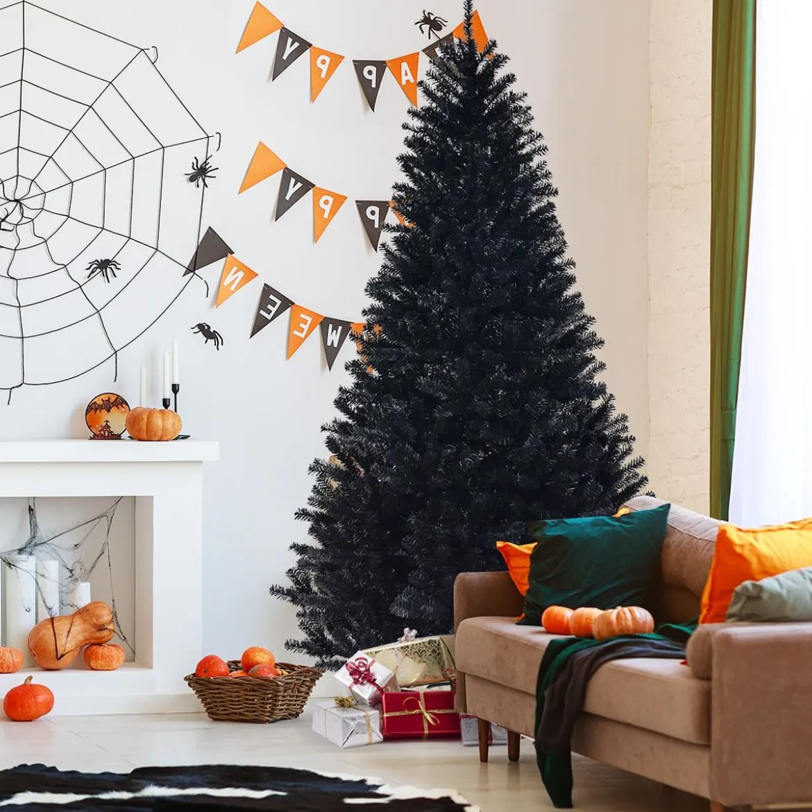 225 cm künstlicher Weihnachtsbaum Christbaum Kunstbaum weinachten Dekobaum Schwarz