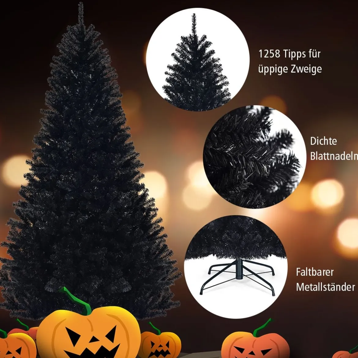 225 cm künstlicher Weihnachtsbaum Christbaum Kunstbaum weinachten Dekobaum Schwarz