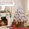 180 cm Künstlicher Weihnachtsbaum mit 3-farbigen LED Lichtern Tannenbaum Christbaum Weiß