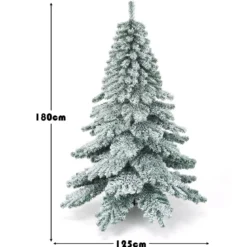 180 cm künstlicher Weihnachtsbaum mit Schneeflocken Christbaum PVC Spitzen Grün + Weiß
