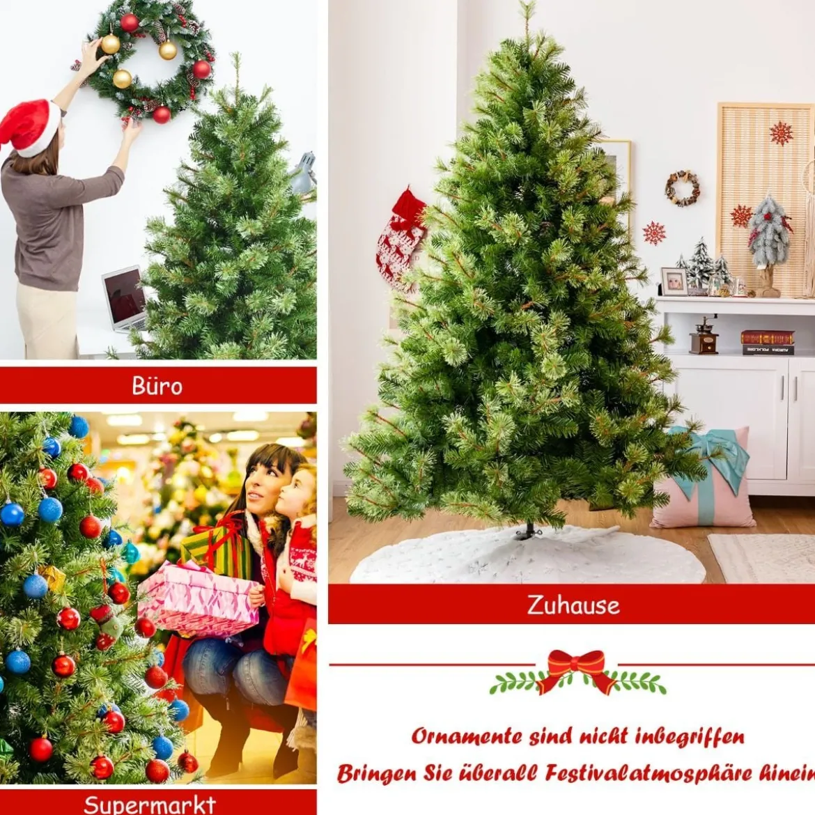 180 cm künstlicher Weihnachtsbaum luxuriöser klappbarer Weihnachtsbaum aus 100% neues PVC Grün