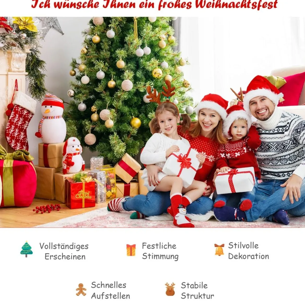 180 cm künstlicher Weihnachtsbaum luxuriöser klappbarer Weihnachtsbaum aus 100% neues PVC Grün