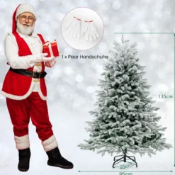 135 cm Künstlicher Weihnachtsbaum mit Schnee & 688 gemischten Zweigspitzen Tannenbaum