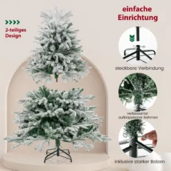 135 cm Künstlicher Weihnachtsbaum mit Schnee & 688 gemischten Zweigspitzen Tannenbaum