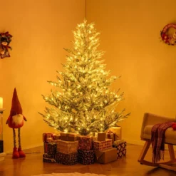 210 cm Künstlicher Weihnachtsbaum mit Beleuchtung & Schnee Tannenbaum Christbaum Kunstbaum