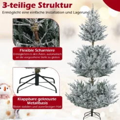 210 cm Künstlicher Weihnachtsbaum mit Beleuchtung & Schnee Tannenbaum Christbaum Kunstbaum