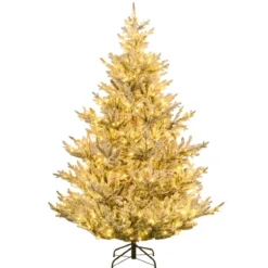 210 cm Künstlicher Weihnachtsbaum mit Beleuchtung & Schnee Tannenbaum Christbaum Kunstbaum