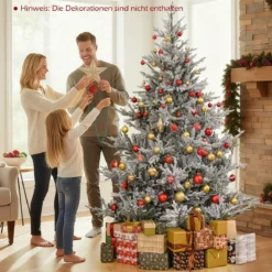 210 cm Künstlicher Weihnachtsbaum mit Beleuchtung & Schnee Tannenbaum Christbaum Kunstbaum