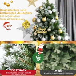 180 cm künstlicher Weihnachtsbaum mit Schnee Christbaum Tannenbaum mit Metallständer Grün