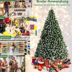 180 cm künstlicher Weihnachtsbaum mit Schnee Christbaum Tannenbaum mit Metallständer Grün