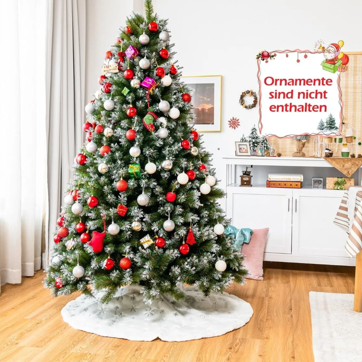 180 cm künstlicher Weihnachtsbaum mit Schnee Christbaum Tannenbaum mit Metallständer Grün