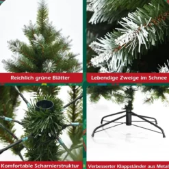 180 cm künstlicher Weihnachtsbaum mit Schnee Christbaum Tannenbaum mit Metallständer Grün