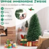 180cm künstlicher Weihnachtsbaum mit 568 PVC Zweigspitzen & 200 LED-Lichtern Festtagsbaum