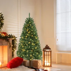 180cm künstlicher Weihnachtsbaum mit 568 PVC Zweigspitzen & 200 LED-Lichtern Festtagsbaum