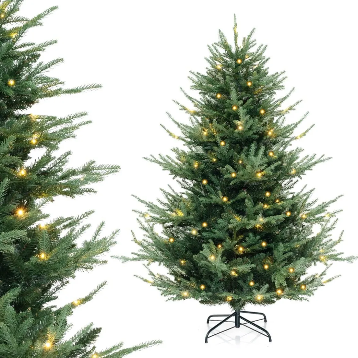 180 cm Künstlicher Weihnachtsbaum mit 240 Warmweißen LED Lichtern Tannenbaum