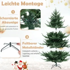 180 cm Künstlicher Weihnachtsbaum mit 240 Warmweißen LED Lichtern Tannenbaum