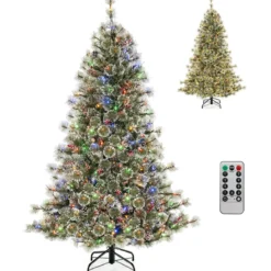 180 cm Künstlicher Weihnachtsbaum mit Beleuchtung Tannenbaum mit 350 mehrfarbigen LED-Lichtern